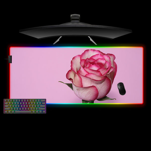 Pink Rose Design XXL Size RGB Illuminated Gaming Mousepad