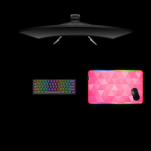 Pink Triangles Design Medium Size RGB Light Gamer Mouse Pad