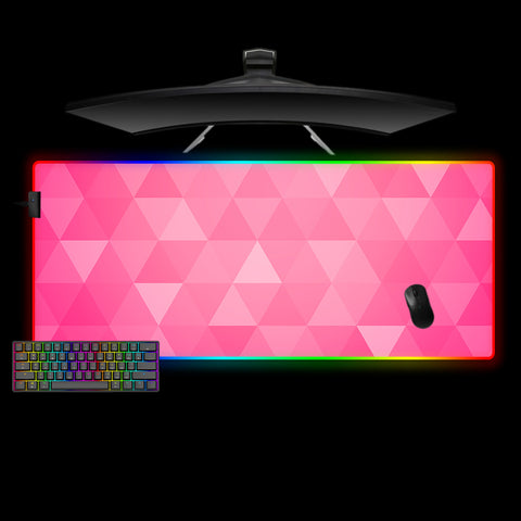 Pink Triangles Design XXL Size RGB Light Gamer Mouse Pad