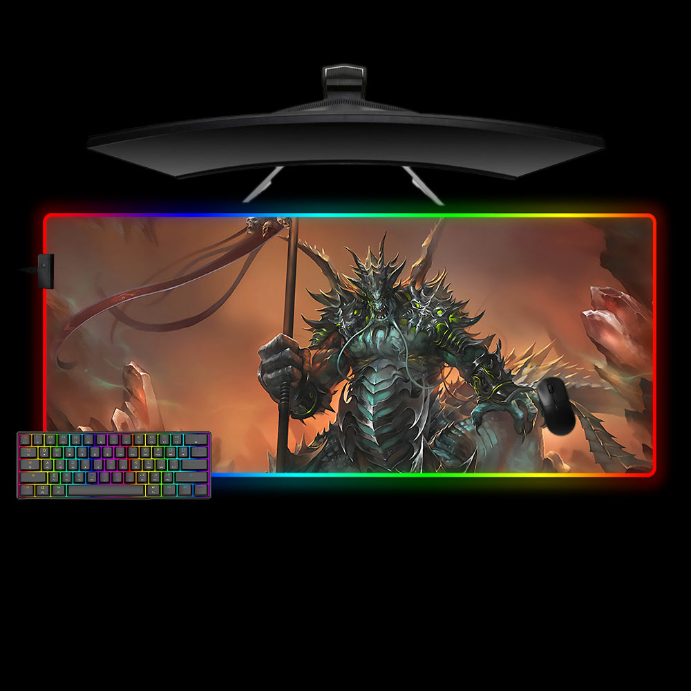 Pit Lord Fantasy Design XL Size RGB Backlit Gaming Mouse Pad, Computer Desk Mat