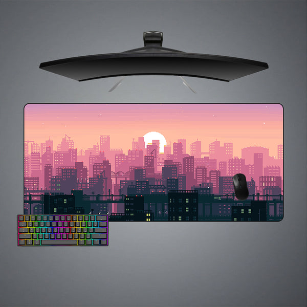 Pixel Art Cityscape Design XXL Size Gaming Mouse Pad