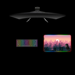 Pixel Art Cityscape Design Medium Size RGB Light Gaming Mouse Pad