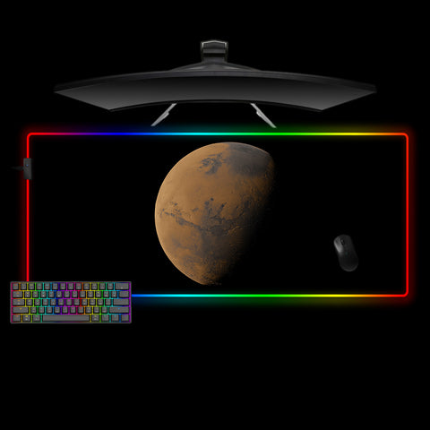 Planet Mars Design Large Size RGB Lit Gamer Mouse Pad