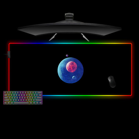 Planets Design XXL Size RGB Backlit Gamer Mouse Pad, Computer Desk Mat