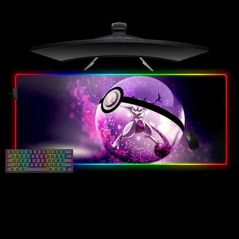 Mewtwo Poke Ball Design XL Size RGB Gaming Mouse Pad