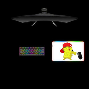 Pikachu Hat Design Medium Size RGB Lights Gaming Mousepad