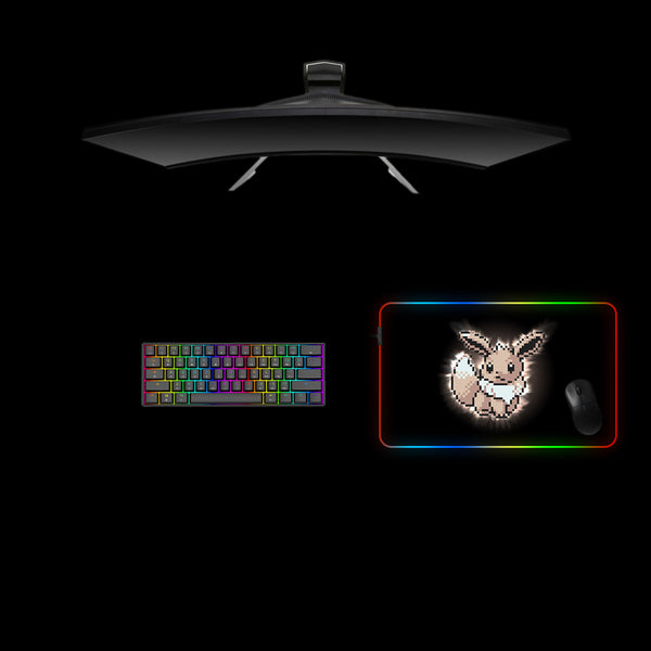 Pokemon Pixel Eevee Design Medium Size RGB Lights Gaming Mouse Pad, Computer Desk Mat