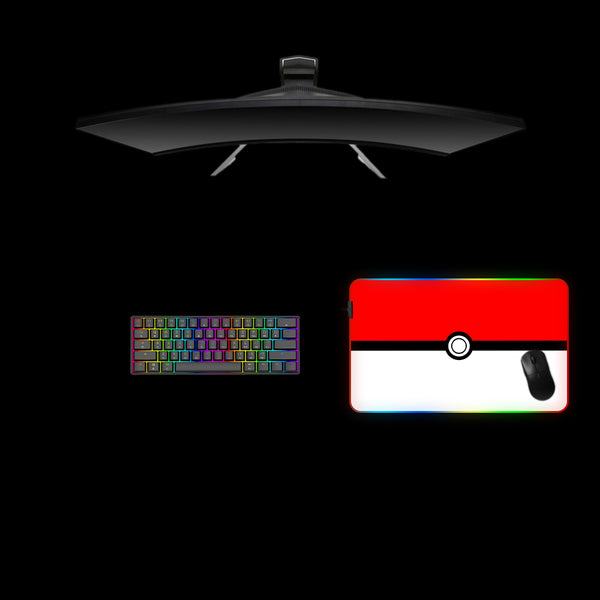 Pokemon Poke Ball Design Medium Size RGB Lit Gaming Mouse Pad, Computer Desk Mat