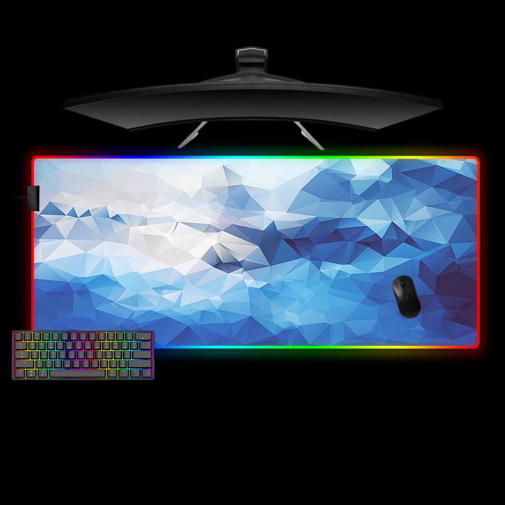 Poly Blue Design XXL Size RGB Lit Gamer Mouse Pad