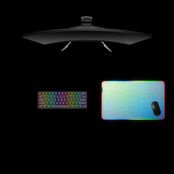 Poly Blue Fade Design Medium Size RGB Lit Gaming Mouse Pad, Computer Desk Mat