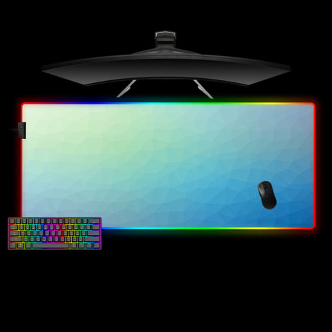 Poly Blue Fade Design XL Size RGB Lit Gaming Mouse Pad, Computer Desk Mat