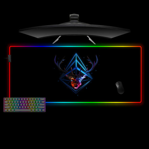 Poly Deer Design XL Size RGB Light Gaming Mouse Pad, Computer Desk Mat