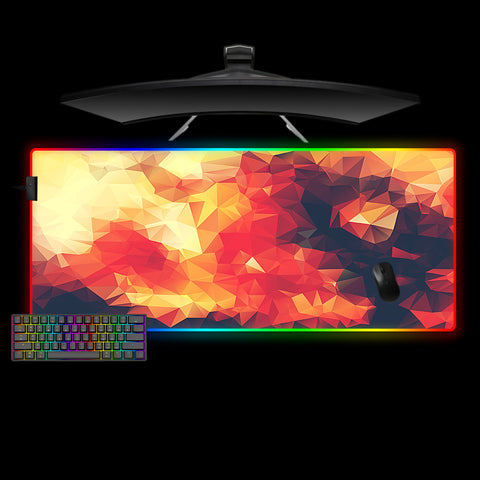 Poly Fire Design XXL Size RGB Light Gamer Mouse Pad