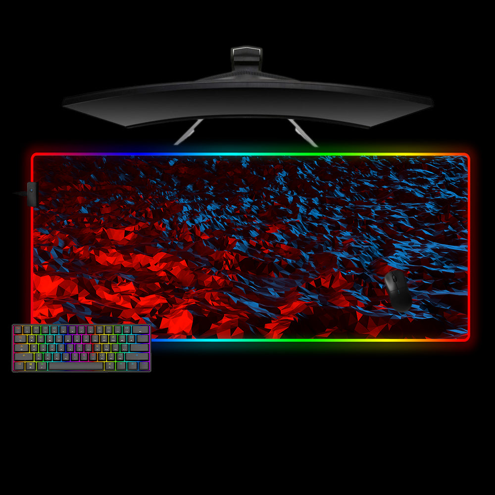 Poly Red & Blue Design XXL Size RGB Light Gamer Mouse Pad