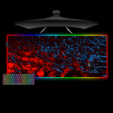 Poly Red & Blue Design XXL Size RGB Light Gamer Mouse Pad