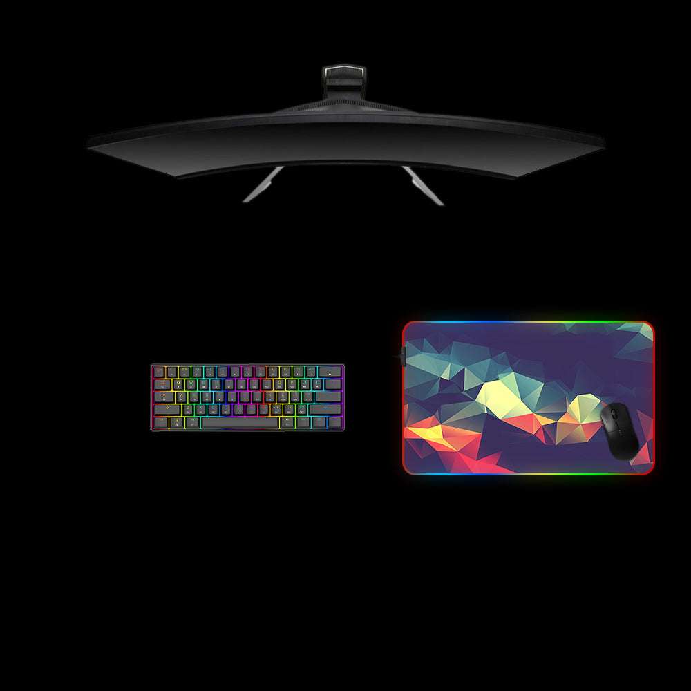 Polygonal Colors Design Medium Size RGB Light Gaming Mouse Pad, Computer Desk Mat