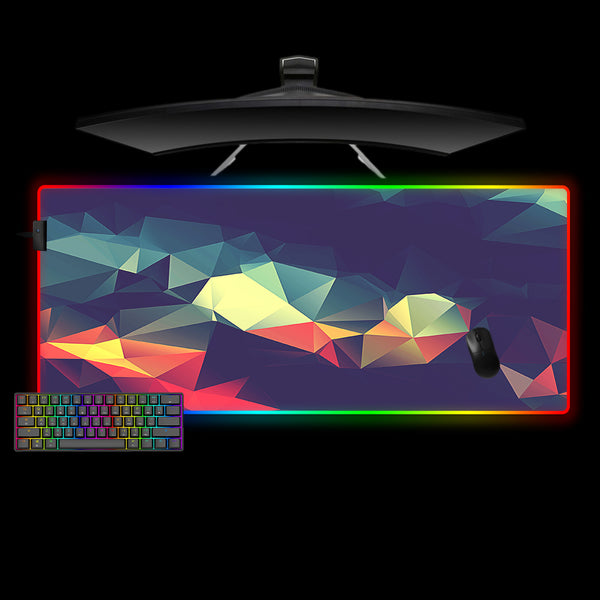 Polygonal Colors Design XL Size RGB Light Gaming Mouse Pad, Computer Desk Mat