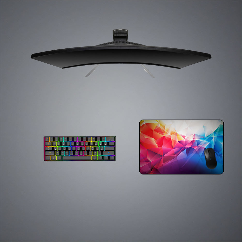 Polygonal Multicolor Design Medium Size Gaming Mouse Pad, Computer Desk Mat
