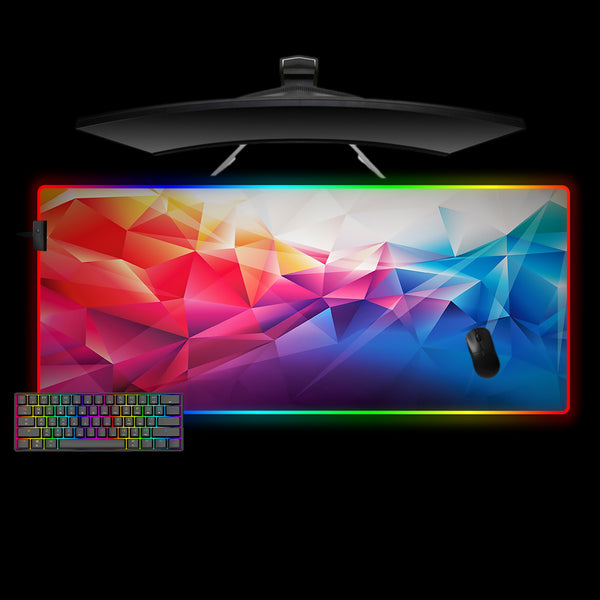 Polygonal Multicolor Design XXL Size RGB Lighting Gaming Mouse Pad, Computer Desk Mat