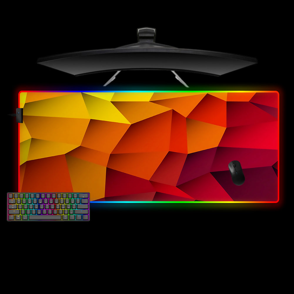 Polygonal Yellow Fade Design XL Size RGB Lighting Gaming Mouse Pad, Computer Desk Mat