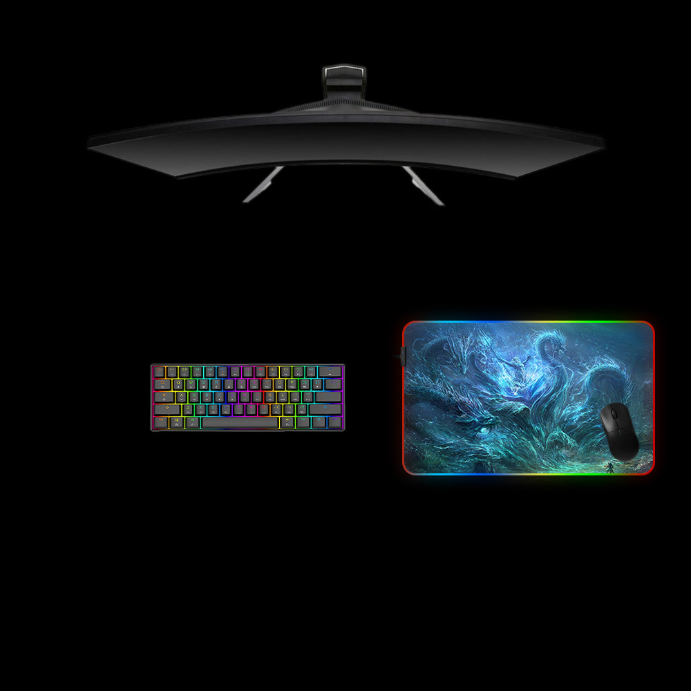 Poseidon Design Medium Size RGB Light Gamer Mouse Pad, Computer Desk Mat