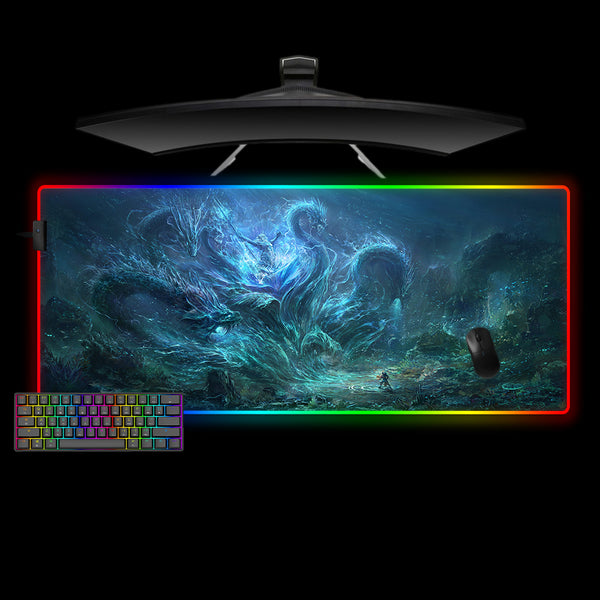 Poseidon Design XXL Size RGB Light Gamer Mouse Pad, Computer Desk Mat