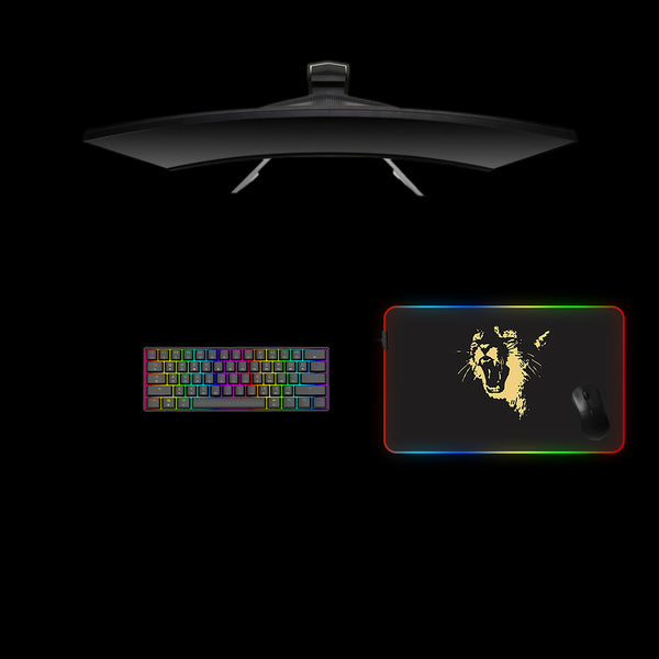 Medium size RGB lit gamer mousepad with Puma Rawr printed design
