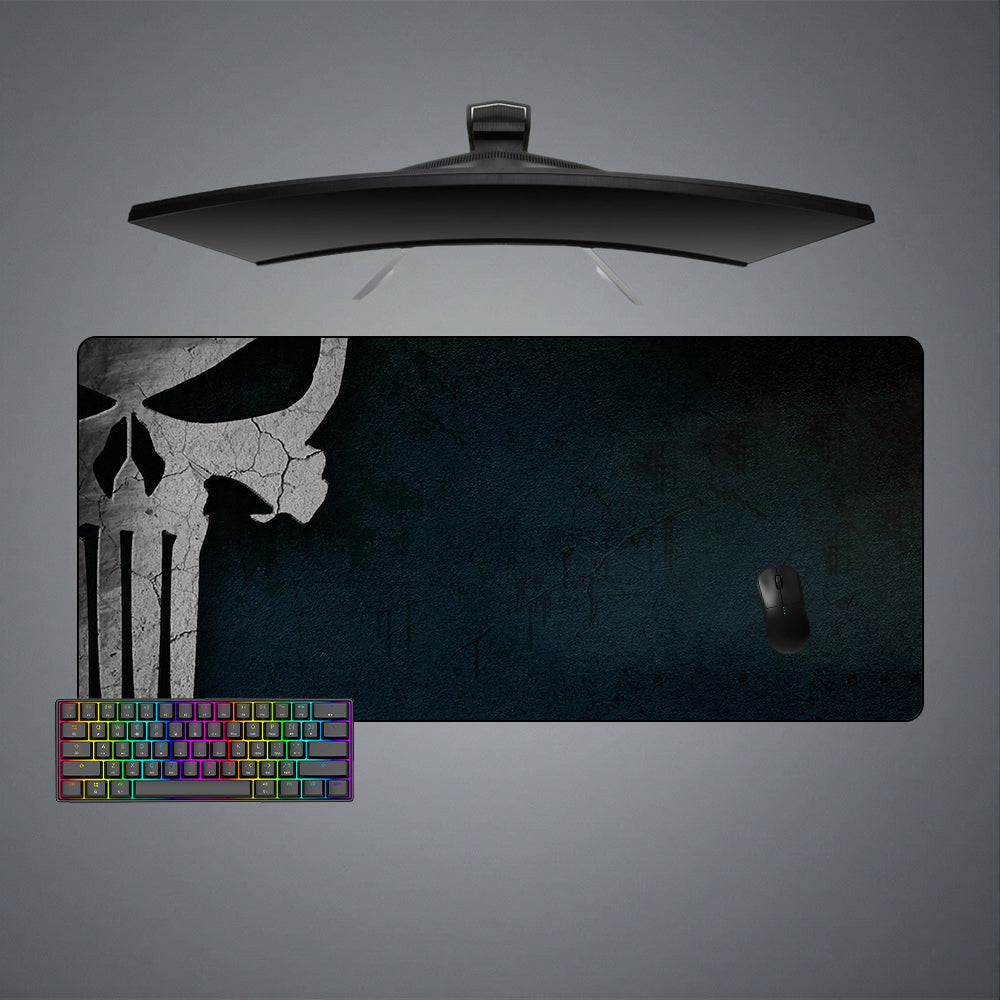 Punisher Skull Design XL Size Gamer Mouse Pad, Computer Desk Mat