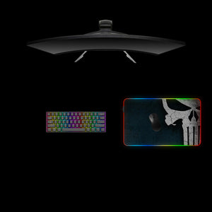 Punisher Skull Right Side Design Medium Size RGB Light Gamer Mouse Pad, Computer Desk Mat