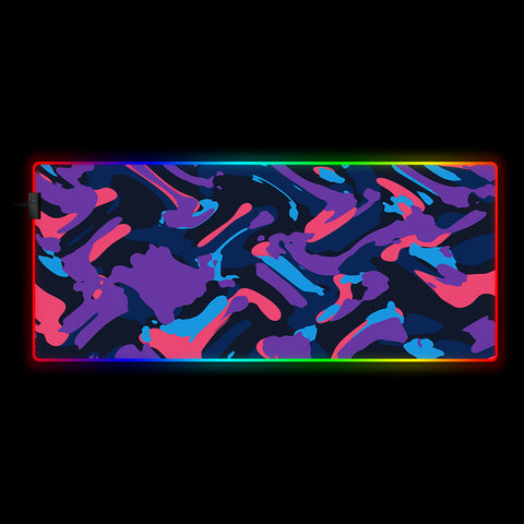 Purple Blue Camouflage Design RGB Illuminated Mouse Pad