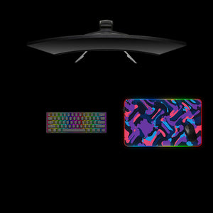 Purple Blue Camouflage Design Medium Size RGB Lit Gaming Mouse Pad