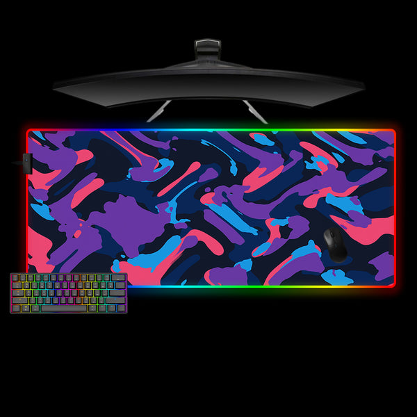 Purple Blue Camouflage Design XXL Size RGB Lit Gaming Mouse Pad