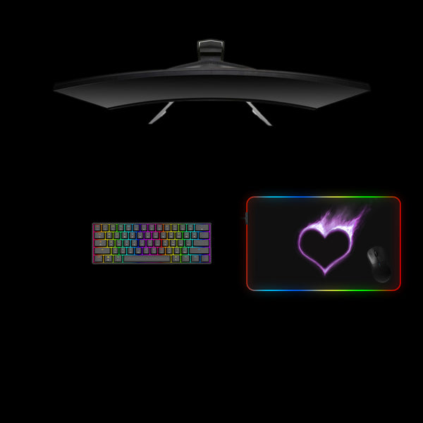 Purple Heart Design Medium Size RGB Lit Gaming Mouse Pad