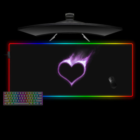 Purple Heart Design XXL Size RGB Lit Gaming Mouse Pad