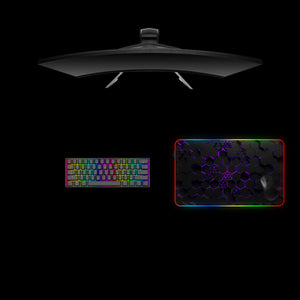 Purple Hex Design Medium Size RGB Light Gamer Mouse Pad, Computer Desk Mat
