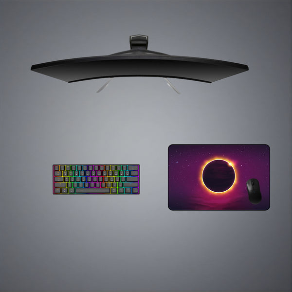 Purple Hue Full Eclipse Design Medium Size Gamer Mouse Pad, Computer Desk Mat