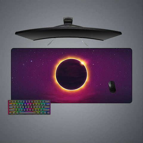 Purple Hue Full Eclipse Design XL Size Gamer Mouse Pad, Computer Desk Mat