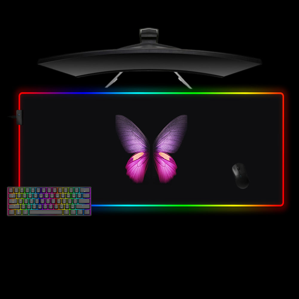 Purple Pink Butterfly Design XL Size RGB Mouse Pad