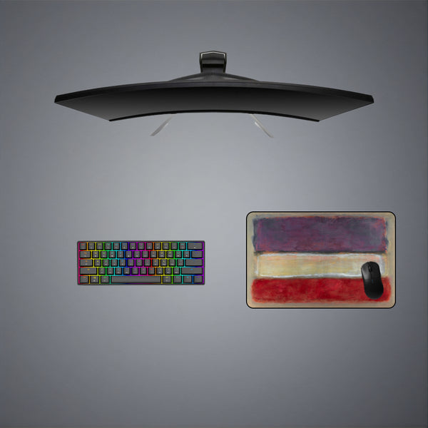 Medium size mouse pad with purple, white, red minimalist design