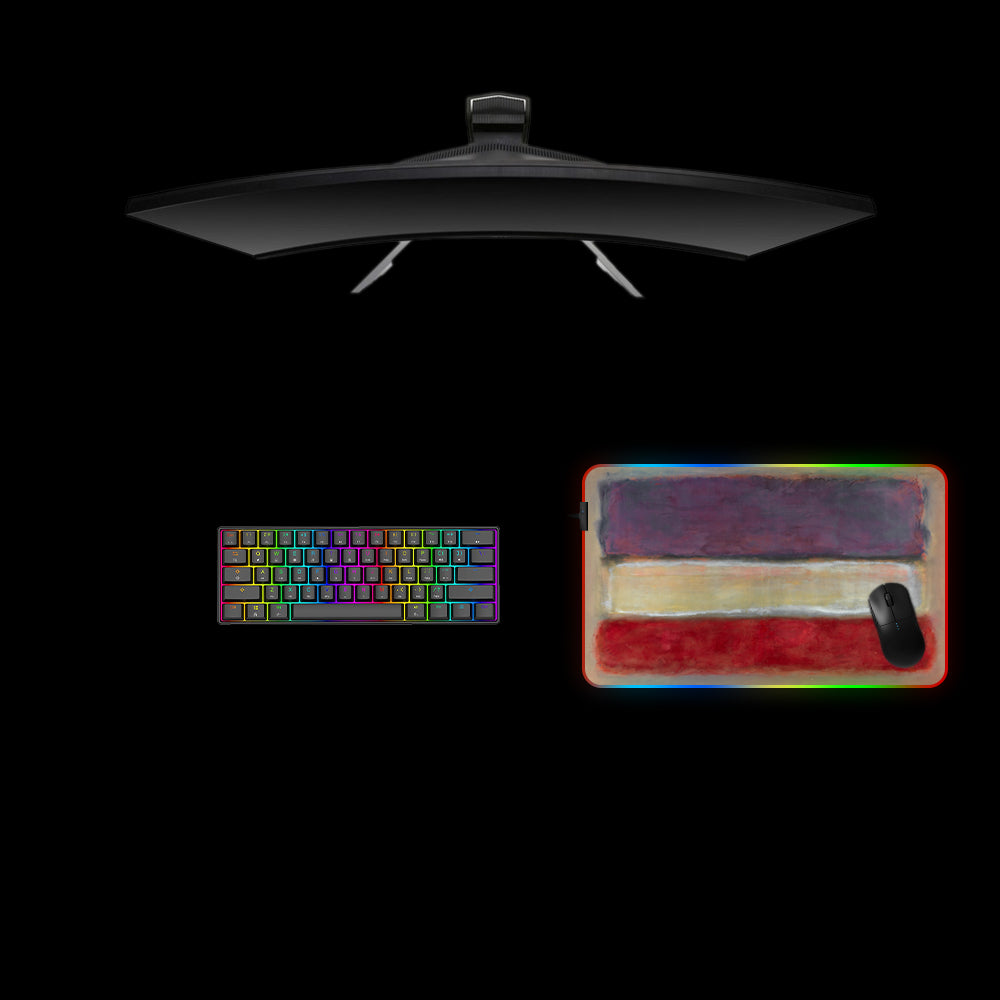 Medium size RGB lights gamer mouse pad with purple white red minimalist design