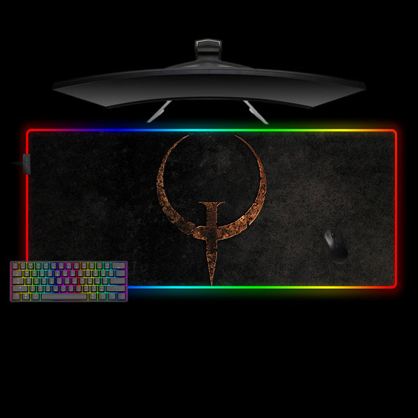 Quake Rusty Logo Design XL Size RGB Gaming Mouse Pad, Computer Desk Mat