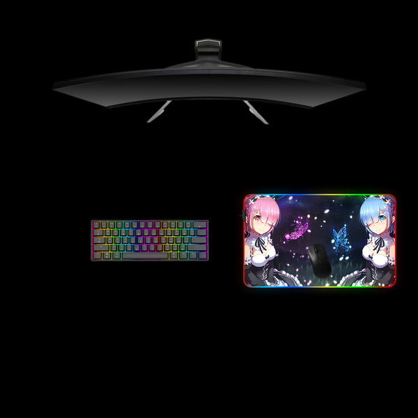 Re:Zero Butterfly Design Medium Size LED Lit Gamer Mouse Pad, Computer Desk Mat