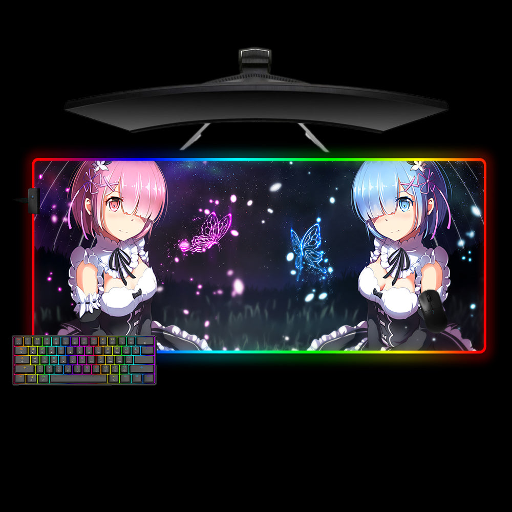 Re:Zero Butterfly Design XXL Size LED Lit Gamer Mouse Pad, Computer Desk Mat