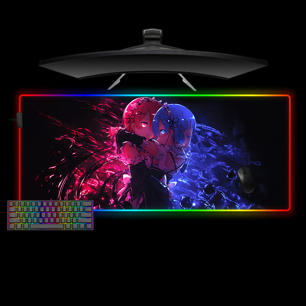 Rem Rgb Re:Zero Ram & Rem Design M-XXL Size RGB Gamer Mouse Pad
