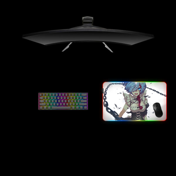 Re Zero Rem Chain Design Medium Size LED Lit Gamer Mouse Pad, Computer Desk Mat