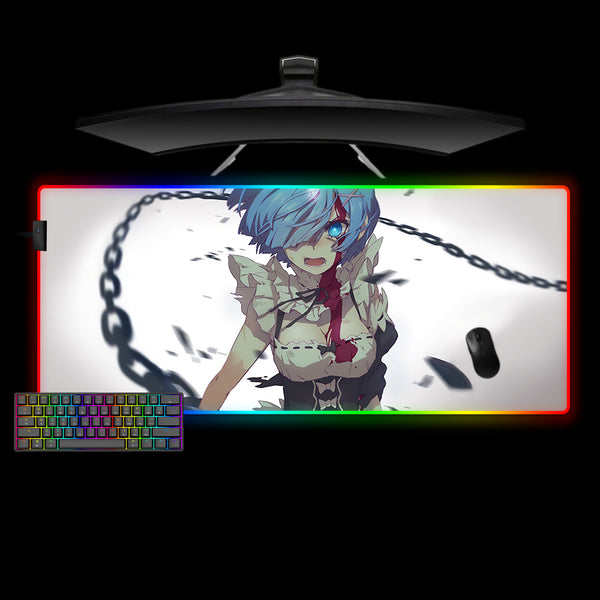 Re Zero Rem Chain Design XXL Size LED Lit Gamer Mouse Pad, Computer Desk Mat