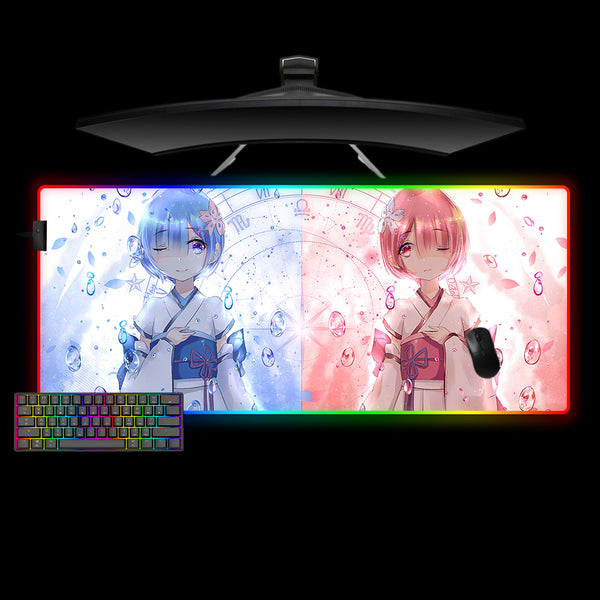 Re:Zero Sisters Design XL Size RGB Light Gamer Mouse Pad