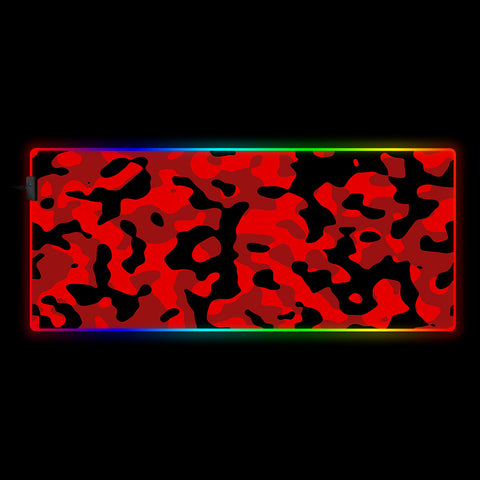 Red & Black Camouflage Design RGB Illuminated Mousepad
