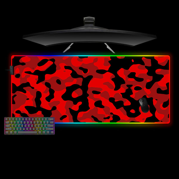 Red & Black Camouflage Design XXL Size RGB Lit Gaming Mouse Pad