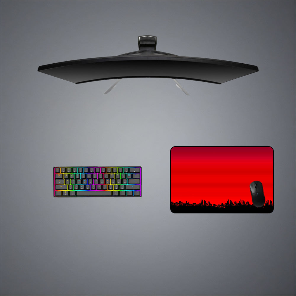 Red & Black Cityscape Design Medium Size Gaming Mouse Pad